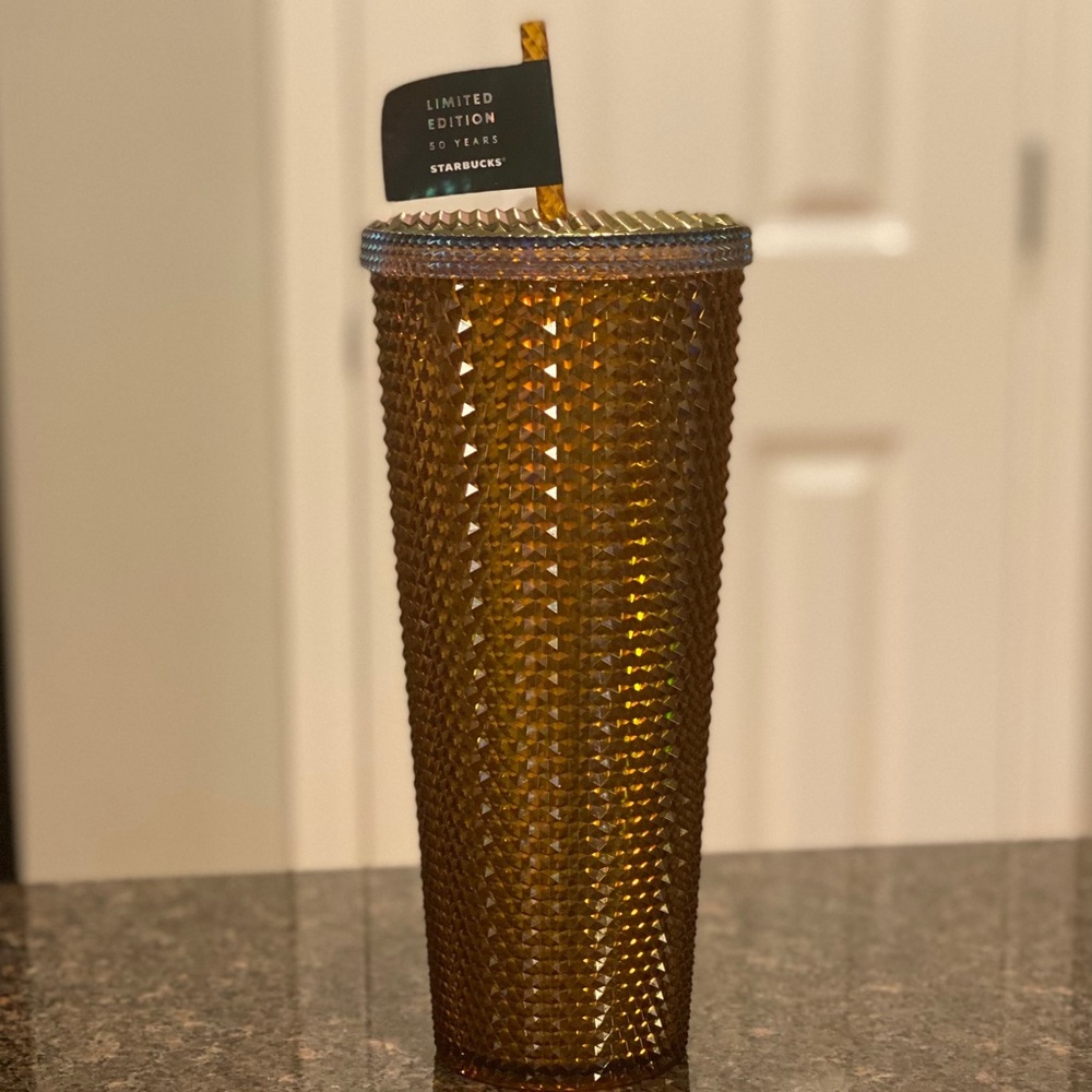 Starbucks 50th Anniversary Studded Tumbler Gold